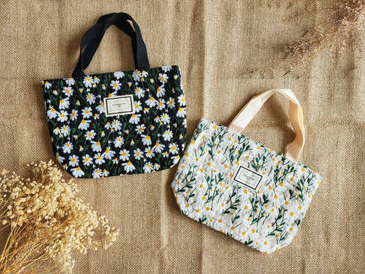 Cute Daisy Embroidered Lunch Bag